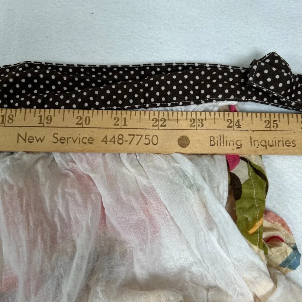 Pier One Boho Half Apron 3 Tiered Ruffle Layers Polka Dot Floral See‎ Desc